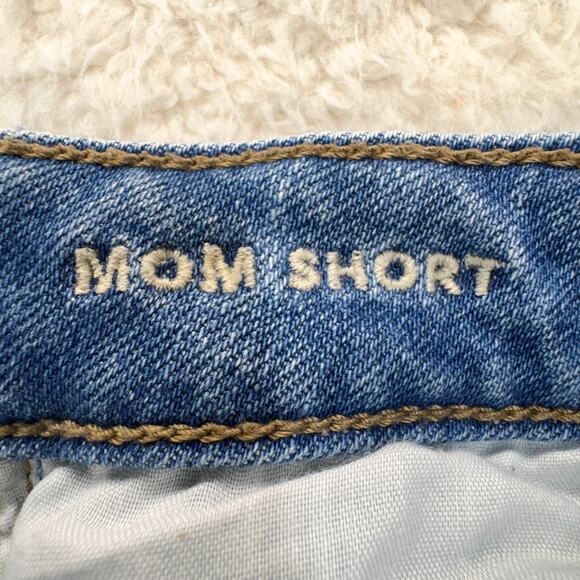 American Eagle Mom Shorts Women 00 Floral Embroidered Distressed Raw Hem Denim - Picture 9 of 12